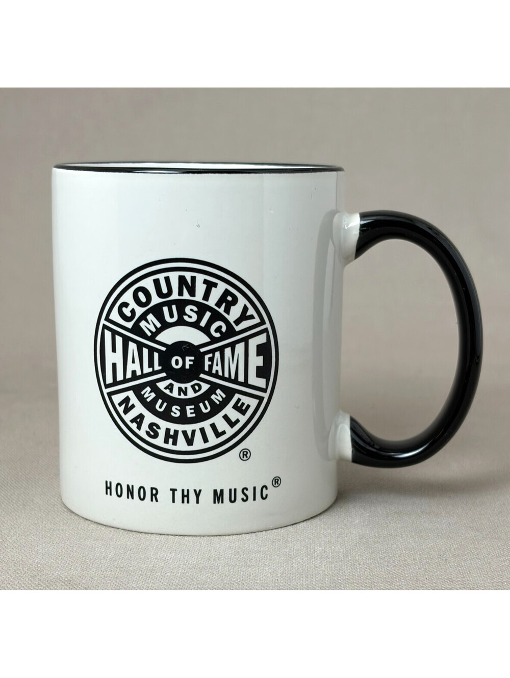 Country Music Hall of Fame Nashville Mug Honor Thy Music Black White Ceramic Cup